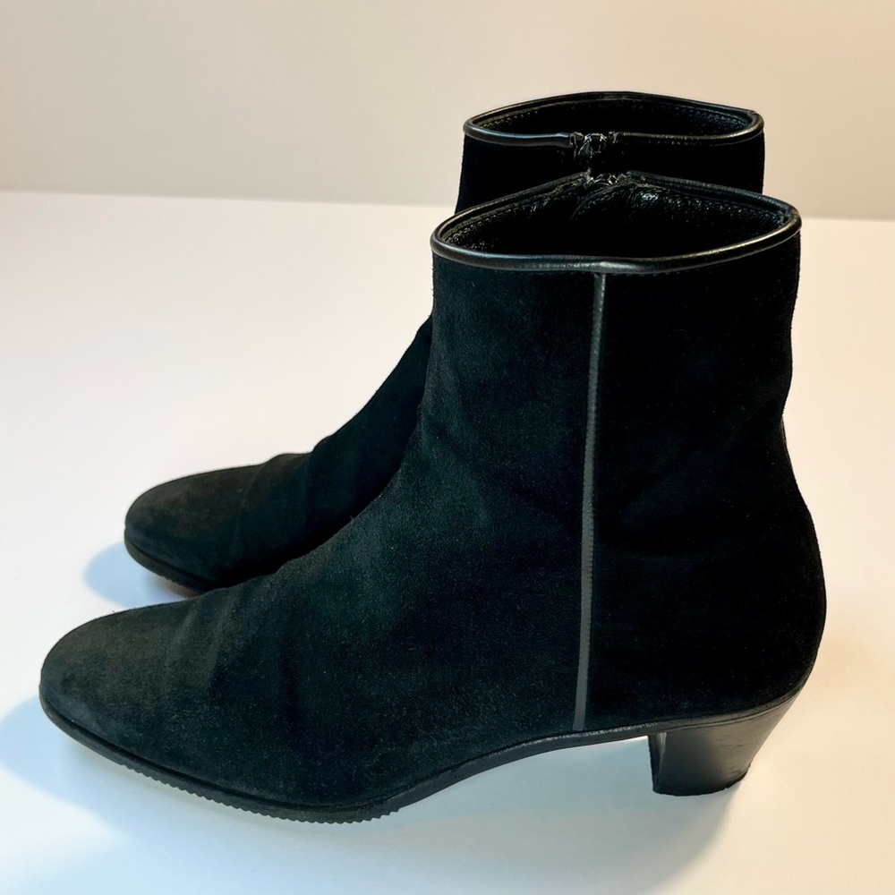 GRAVATI Black Kid Suede Ankle Zip Boot ITALY SZ 5.5 Designer Leather Bootie